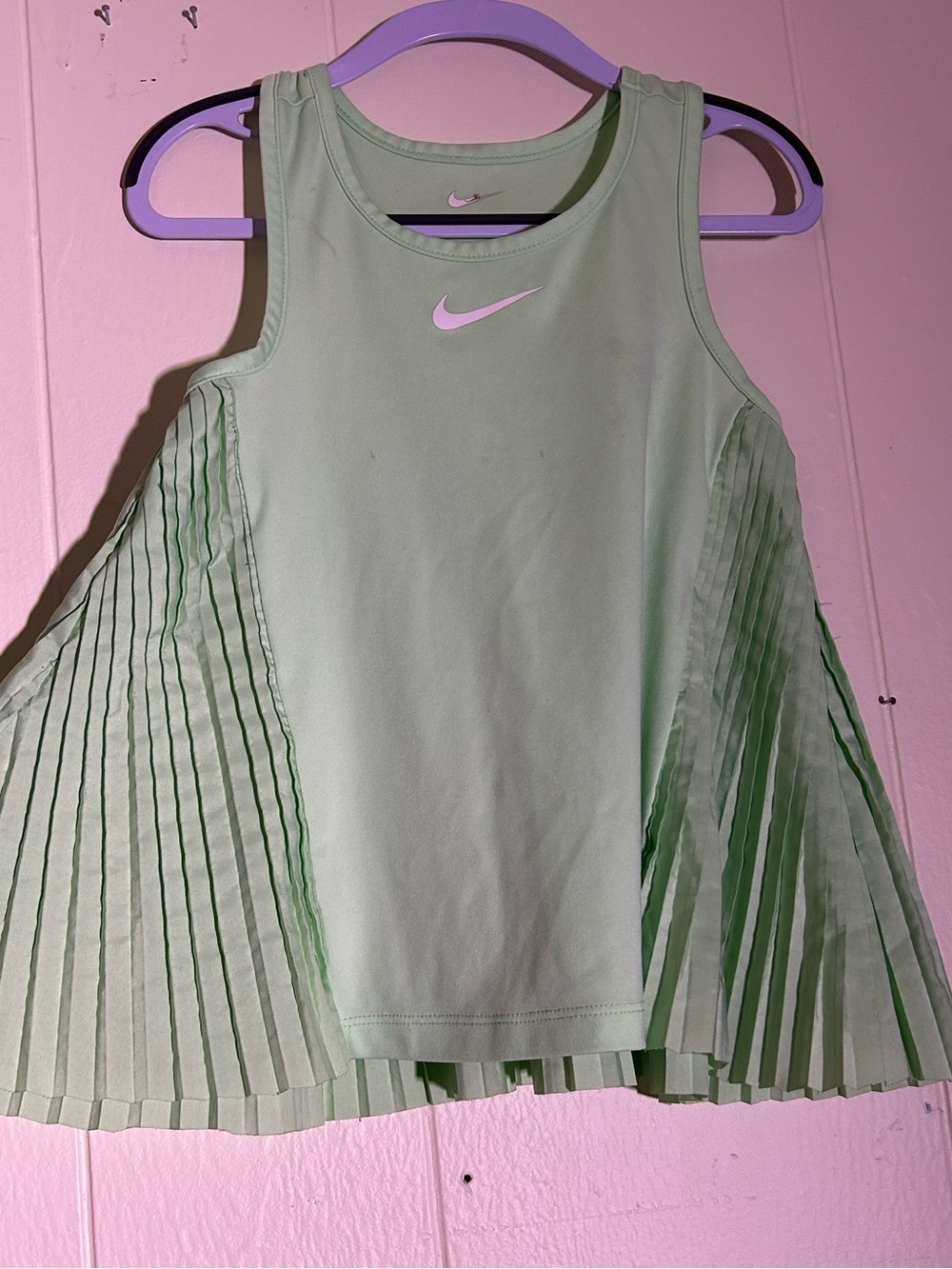 Nike Girls' Mint Green Pleated Athletic Tank